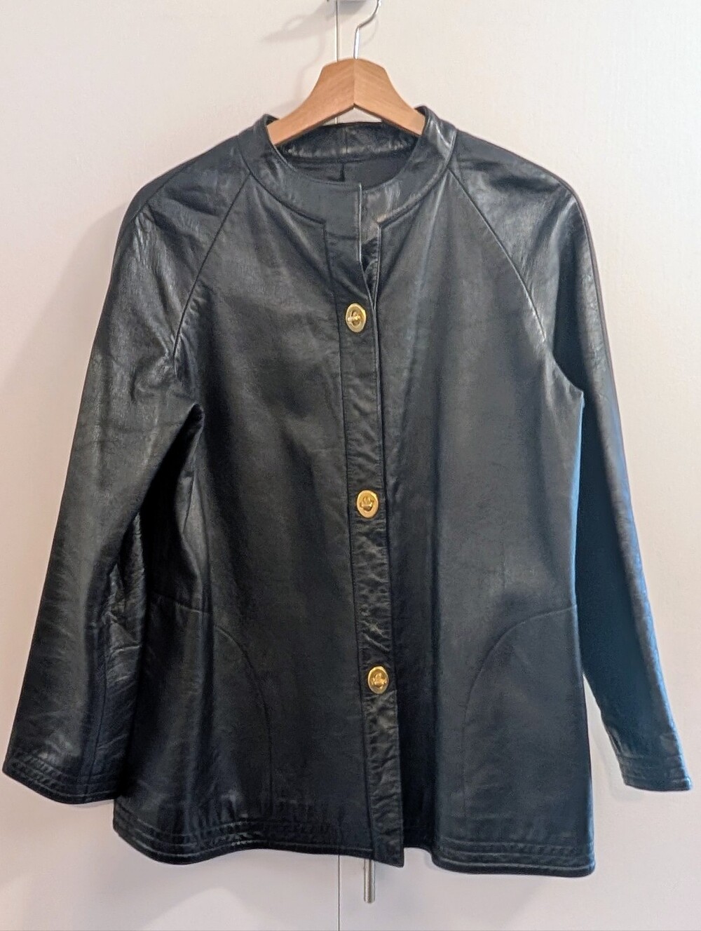 Bonnie Cashin for Sills black leather jacket with brass turnlocks